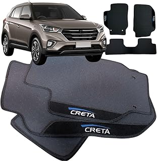 Jogo de Tapete Borracha Automotivo pra Carro Compatível com Creta 2017 2018 2019 2020 2021 Com Logo