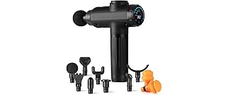 Pistola de Massagem YARUIKE, Massageador Muscular Elétrico Portátil com 10 Acessórios e 30 Velocidades, Preto
