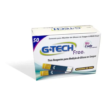 Tiras Fitas De Glicemia G-tech Free Com 50 Unidades Branco