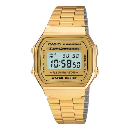 Relógio Casio Unissex Vintage Original A-168wg-9 Cor Da Pulseira: Dourado, Cor Do Bisel, Cor De