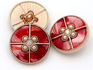 vingol Conjunto de 5 Botões Decorativos para Roupas, Botões de Pérola, Acessórios de Costura (Vermelhos, 20 Mm)