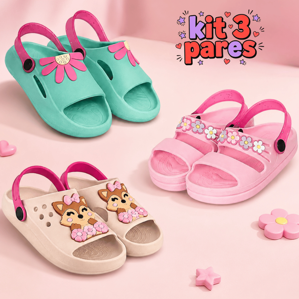 Kit Com 3 Pares De Sandália Infantil Menina