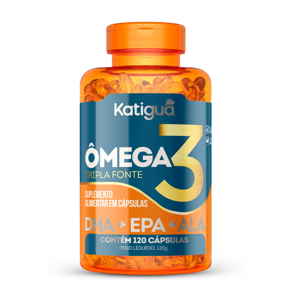 120 ou 60 cápsulas ÔMEGA 3 Tripla Fonte 1000mg Katiguá