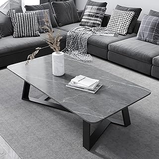 Mesa de centro retangular moderna, mesa central de 31 polegadas, mesa de centro para casa com tampo