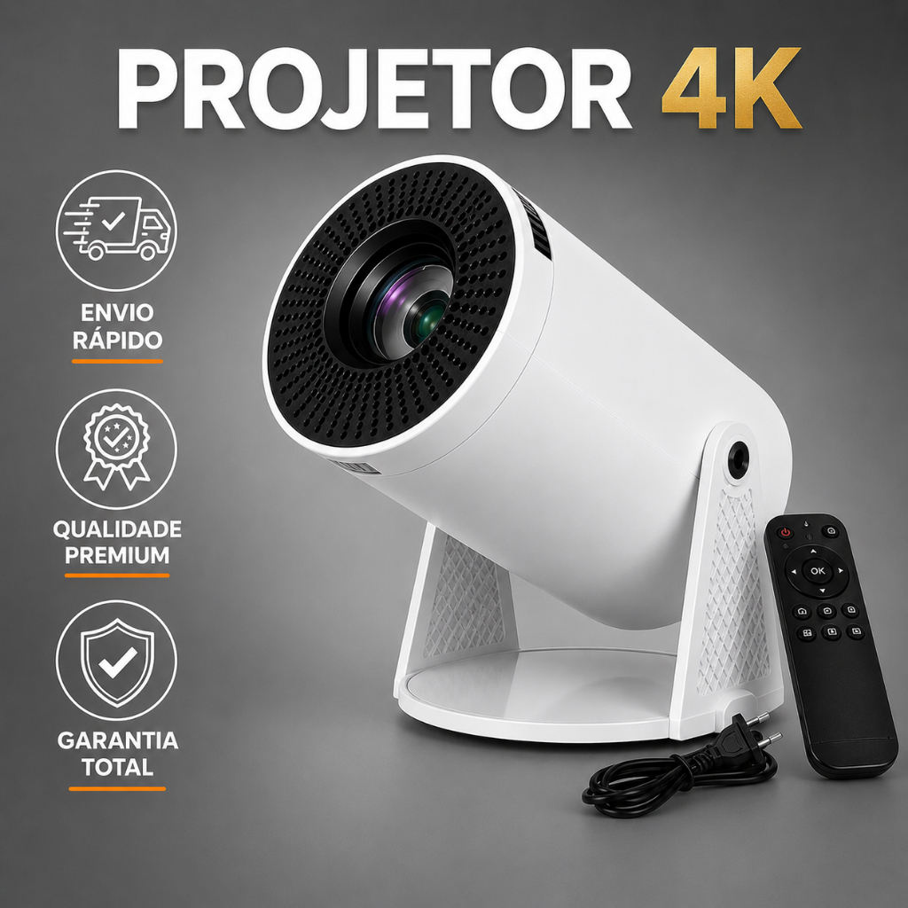 Projetor Portátil Full HD Smart 4KAndroid Wi-Fi Bluetooth Mini Cinema Futebol BM-F1012