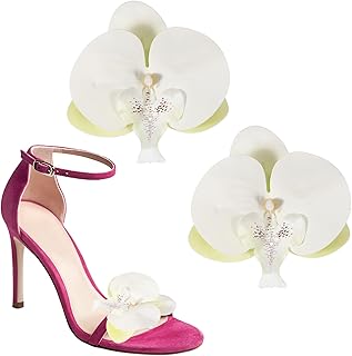 PATIKIL Clipes de sapato de flores, clipes de sapato de laço decorativos removíveis acessórios de orquídea borboleta pingentes de moda para casamento feminino