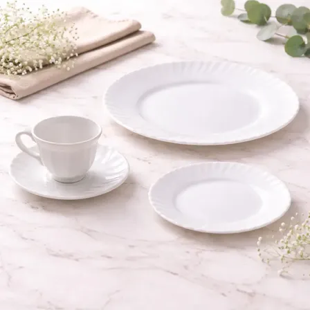 Aparelho De Jantar E Chá Lush Em Vidro 16 Peças Cor Branco Lisa