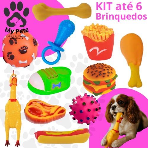 KIT Mordedor Com Apito, Brinquedo Cachorro Pet Pequeno Médio Porte Brinquedinho Pet Mordedor