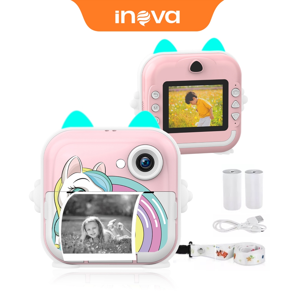Inova Câmera Infantil 48MP Com Impressão Instantânea Grava Vídeo Câmera de Brinquedo