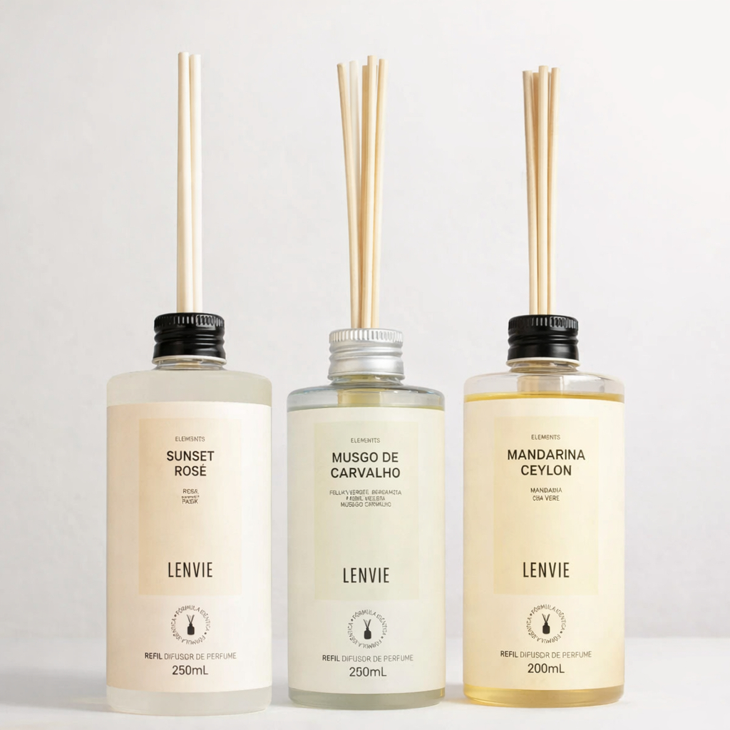 Refil De Difusor de Ambientes Perfumado Lenvie - Várias Fragrâncias - Com Varetas