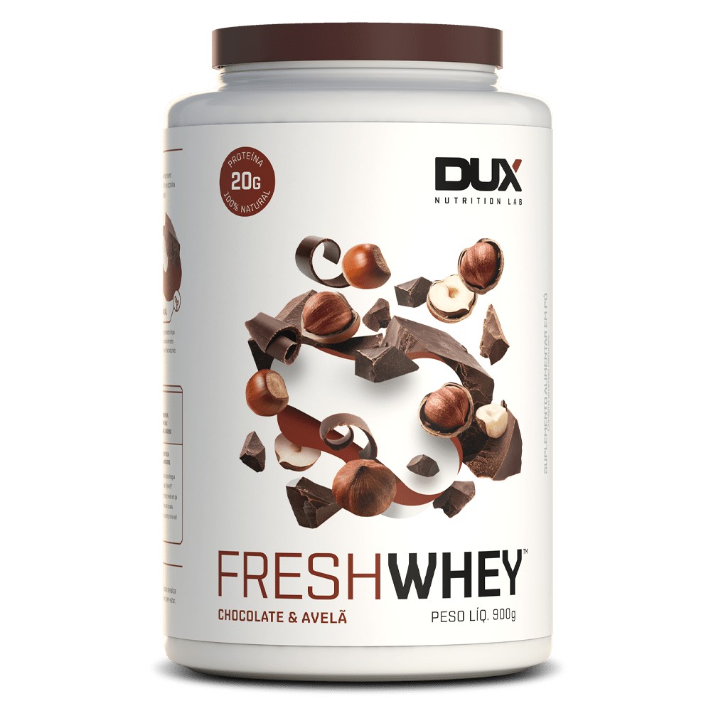 Suplemento  Fresh Whey Dux Nutrition Protein Sabor Chocolate Belga E Avelã Em Pote De 900 e 450g