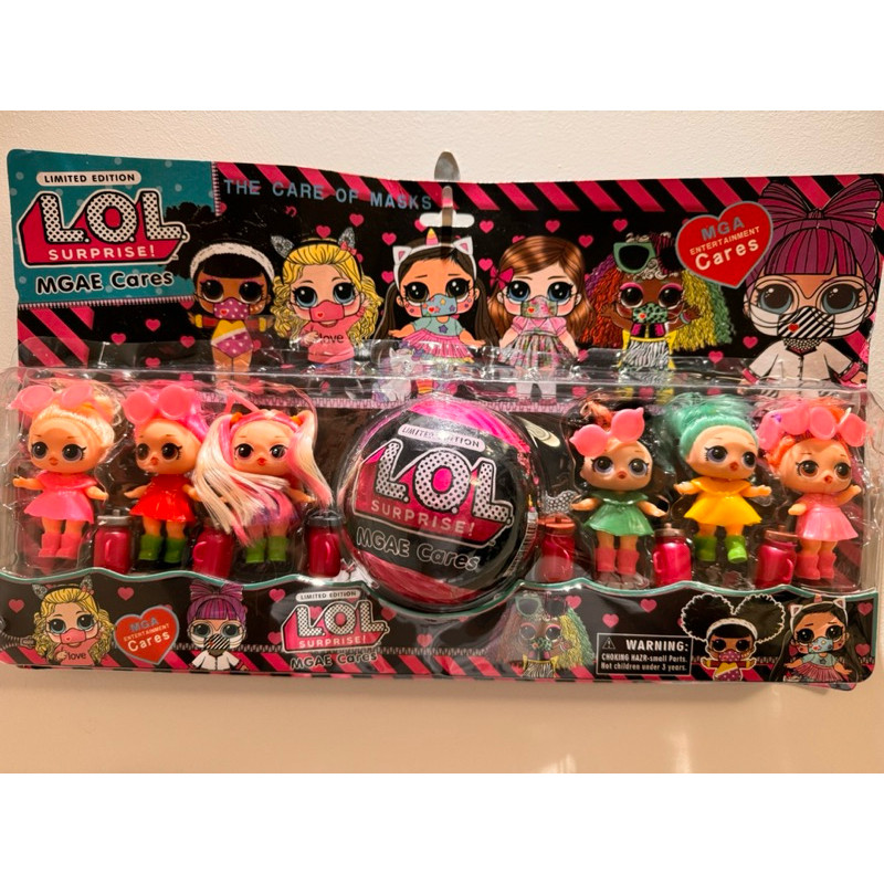 kit cartela 6 bonecas lol confetti pop + bola supressa gliter com cabelo infantil menina  Alta