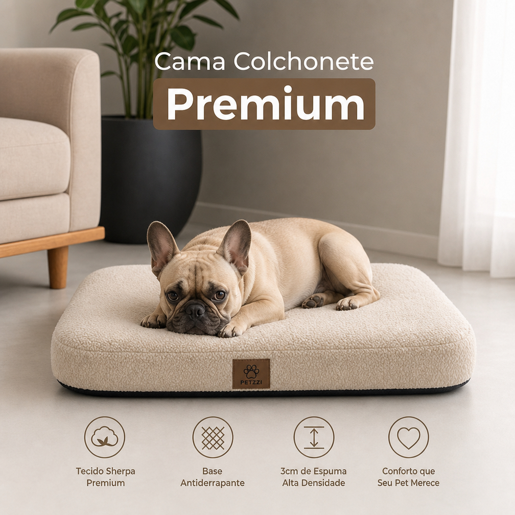 Colchonete Pet Premium 50x50 Sherpa Macio Para Cachorro e Gato