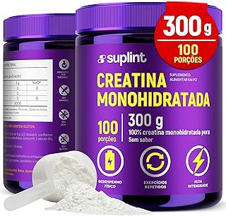 Creatina Monohidratada Pura 300g – Suplemento Alimentar em Pó 100 Porções de 3g | Creatina 100%
