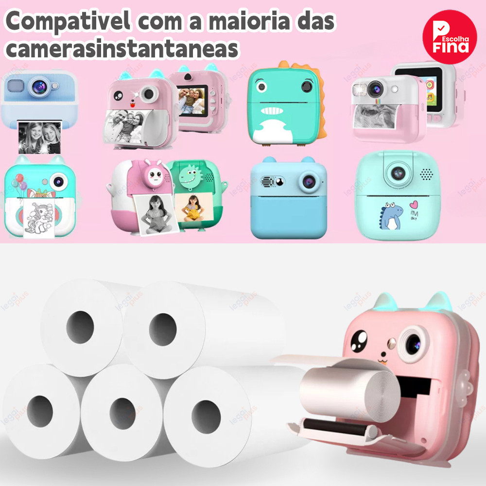 Kit 30 Rolos Refil Papel Câmera Instantânea Mini Impressora Portátil Térmica Etiqueta Maquina