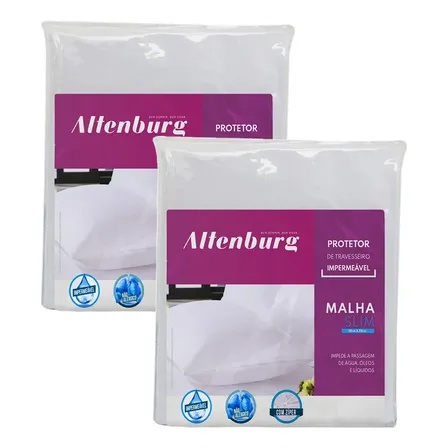 Kit 2 Protetores Travesseiro Imperméavel 50x70cm Altenburg Branco Liso Branco / Liso