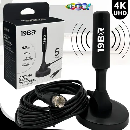 Antena Digital 4k Hd Interna Externa Para Tv Samsung LG Smart Led Lcd 3d Uhf Cabo Longo Com Base