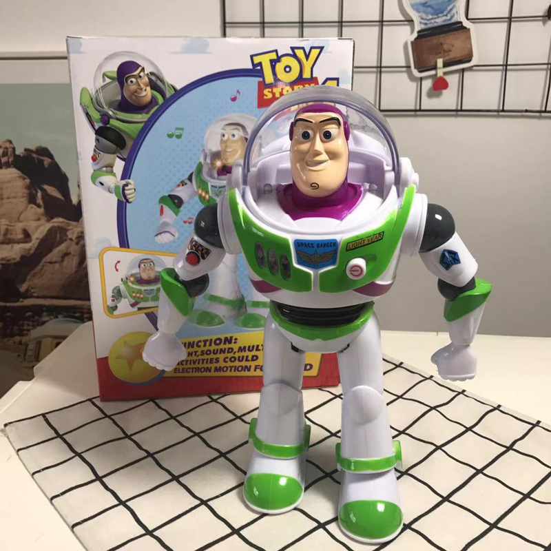 28cm Toy Story 4 Juguete Woody Buzz Lightyear Música/Luz Com Asas Figuras De Ação PVC Brinquedos