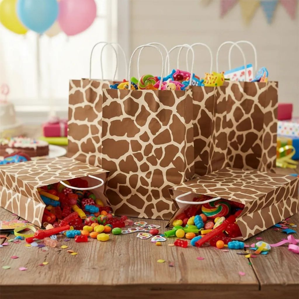 1/6/12 Sacola Kraft Estampada Lembrancinha Festa Aniversário Embalagem Presente Papel Personalizada