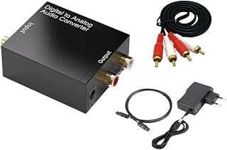 Conversor de Áudio Digital para Analógico Óptico Toslink e Coaxial p/RCA Estéreo + Fonte de
