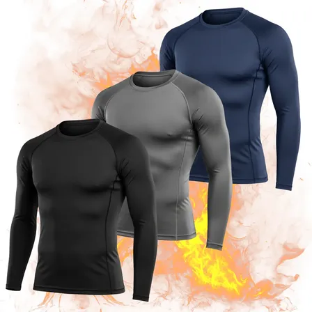 Kit 3 Camisas Térmicas Masculina Segunda Pele Proteção Uv50 Preto/ Azul-marinho/ Chumbo G (44)