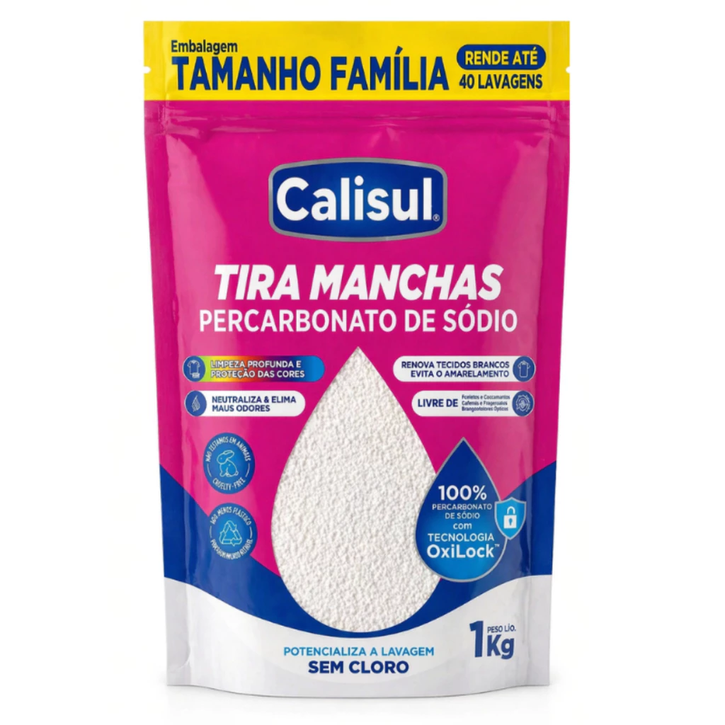 Percarbonato de Sódio Calisul 100% Puro Granulado Tira Manchas Roupas Brancas e Coloridas