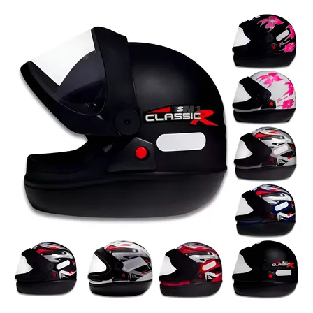 Capacete San Marino Taurus Automático Masculino Feminino Preto Fosco Classic Fechado Automático 58