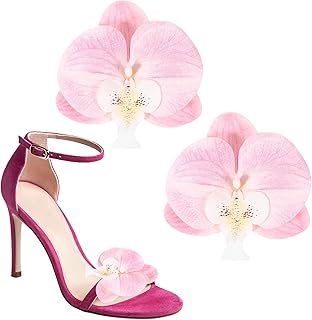 PATIKIL Clipes de sapato de flores, 2 peças de clipes decorativos removíveis para sapatos de borboleta, acessórios de orquídea, pingentes de moda para mulheres, festas de casamento, férias na praia