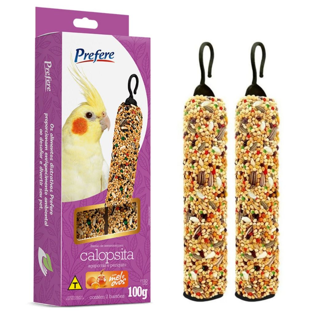 Bastão de Sementes Para Calopsitas Agapornis Periquitos Giba Prefere