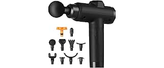 Pistola de Massagem YARUIKE, Massageador Muscular Portátil com 10 Cabeças, 30 Velocidades e Tela LCD, Preto