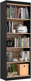 Genérico Organizador Livreiro Para Sala Escritório Space (Preto/Nature) - 4 Prateleiras -
