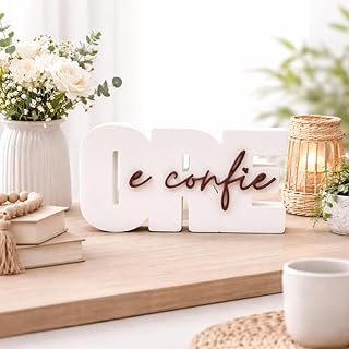 Letreiro Decorativo Ore e Confie Branco – Enfeite de Mesa com Mensagem de Fé, Decoração Religiosa