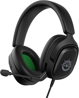 GlomTheia Fone de ouvido para jogos com microfone para Xbox PS5, fones de ouvido gamer com fio com
