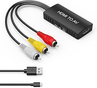 HDMI to RCA Converter, HDMI to AV 3RCA CVBs Composite Video Audio Converter Adapter for Old TV