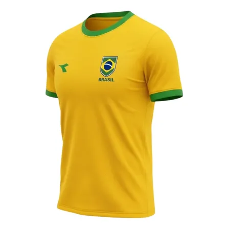 Camiseta Brasil Masculina Seleção Brasileira Copa Diadora Amarela Canario E Verde Não Gg