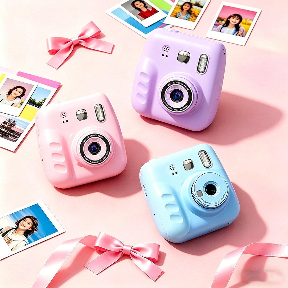 Câmera Infantil Y300 com Impressão Instantânea - 9600W, 1080P, Luz de Preenchimento e Cores