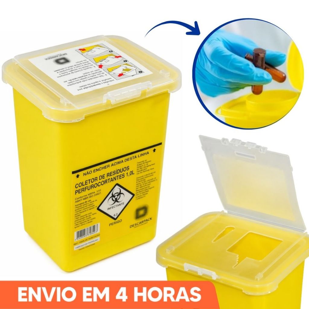 Coletor Rígido 1L Para Resíduos Perfurocortantes Descarpack