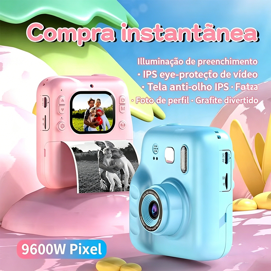 Câmera de impressão instantânea Y300 e brinquedos infantis com fotos de 96MP vídeo 1080P