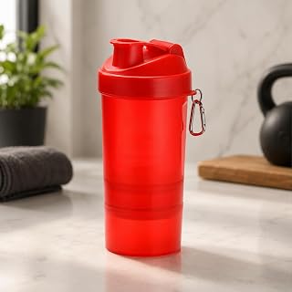 Coqueteleira Shaker 400ml com Compartimento para Suplementos e Divisórias + Copo Extra 100ml, Ideal