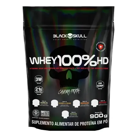 Suplemento En Pó Black Skull Whey Protein Massa Muscular Proteína De Whey 100% Hd Sabor Chocolate X