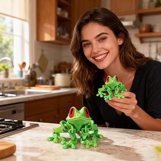 Estatuetas de sapo impressas em 3D, modelos de sapo com juntas móveis, para decoração de casa,