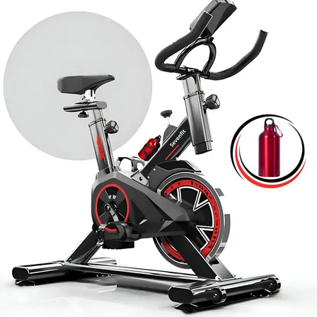 Bicicleta Ergométrica Fitness Para Cardio E Musculação Com Base Cor Preto E Vermelho 6kg Inerci