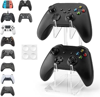 YIBEICO 2-Tier Game Controller Holder for Xbox Series X, Xbox, 360, Ps5, Ps4, Switch,Nintendo,Steam Controller, Desktop Computer Game Controller,Transparent Controller Display Stand