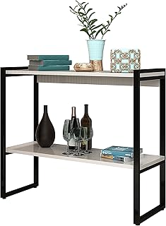 Aparador com Prateleira Decorativo Estilo Industrial (Preto/Off White)