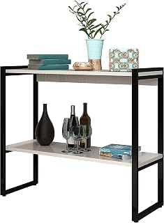 Aparador com Prateleira Decorativo Estilo Industrial (Preto/Off White)