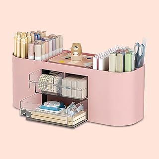 Organizador de mesa com 7 compartimentos e 3 gavetas, organizador de maquiagem de plástico, suporte de papelaria multifuncional, armazenamento de mesa para material de escritório, casa, espaço de