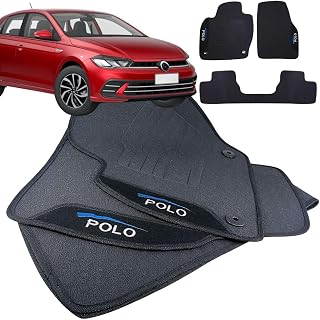 Jogo de Tapete Borracha Automotivo pra Carro Compatível com Polo 2018 2019 2020 2021 2022 2023 2024