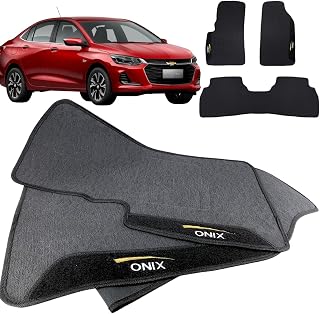 Jogo de Tapete Borracha Automotivo pra Carro Compatível com Onix Plus 2019 2020 2021 2022 2023 2024 Com Logo Bordado Impermeável Personalizado 3 Peças Traseira Interiça W8 Acessorios