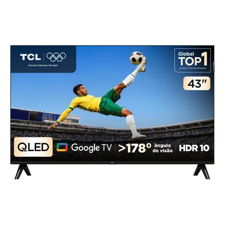 Smart Tv Tcl 43 Polegadas Full Hd Qled S5k Wifi Bluetooth Google Tv 2 Hdmi Hdr10 Dolby Audio 43