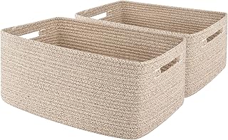 OIAHOMY Cesto de armazenamento para prateleiras, caixas de armazenamento de cubo de armário para roupas, cobertores e toalhas, berçário de bebê, caixa de cestas de brinquedo, cesta de corda trançada